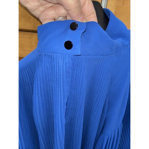 BY MALENE BIRGER WOMEN Cobalt Blue Pleated Accordion BLOUSE EU 36 US S Sheer - Picture 7 of 16